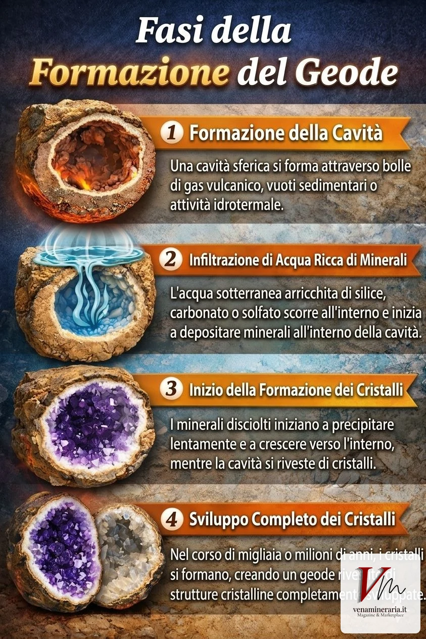 Come si forma un geode: dalle bolle di gas nella lava ai cristalli
