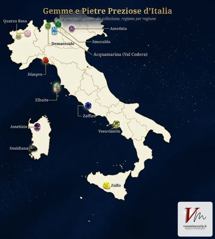 Pietre Preziose e Gemme in Italia: Mappa, Località e Minerali più Preziosi