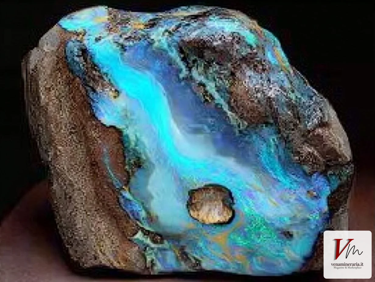 Opale boulder: l'opale resta unito alla matrice naturale di roccia ferruginosa del Queensland