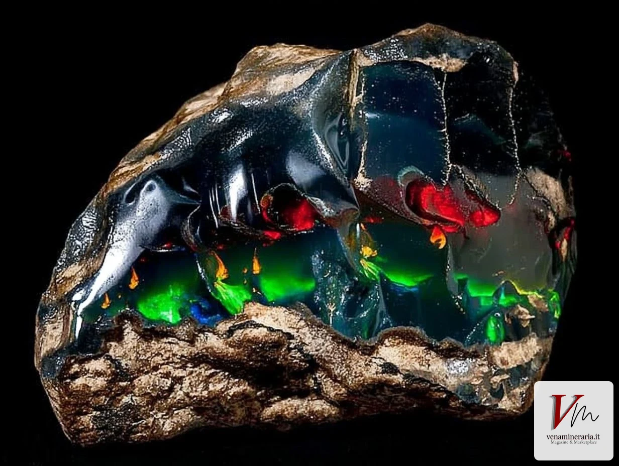 Opale nero: il tono di fondo scuro esalta il gioco di colori, rendendolo il tipo più pregiato