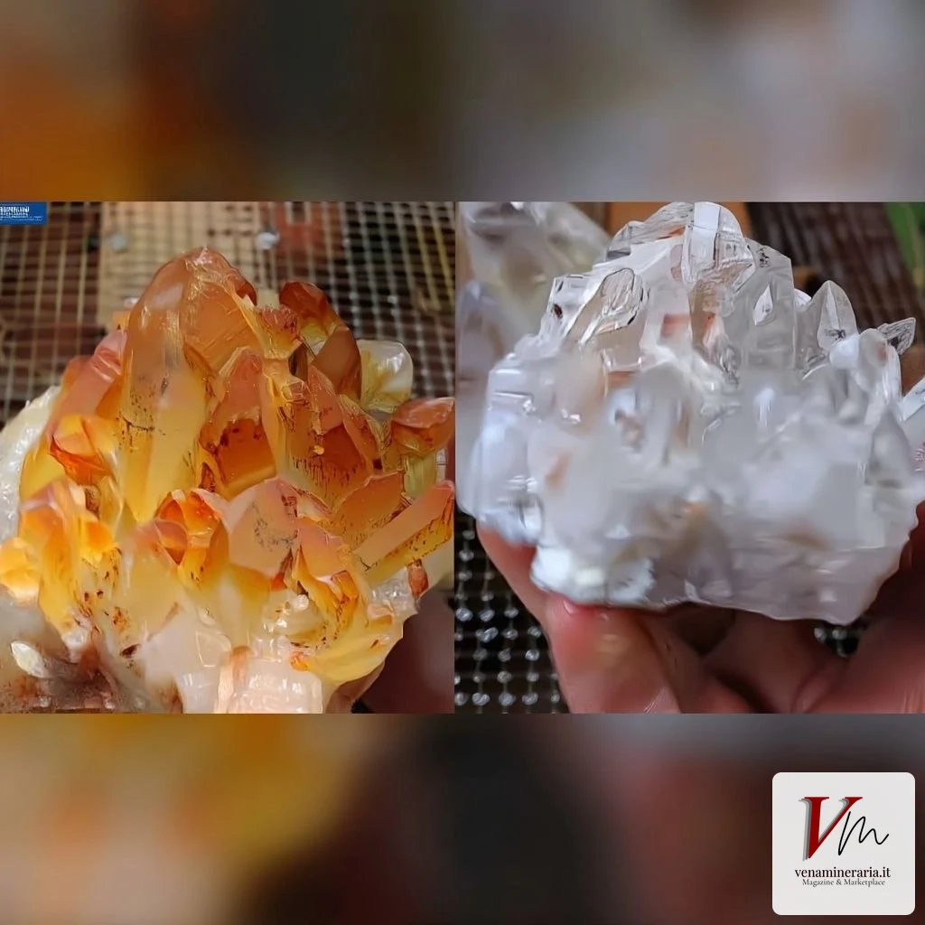 Minerali prima e dopo il trattamento con acido ossalico