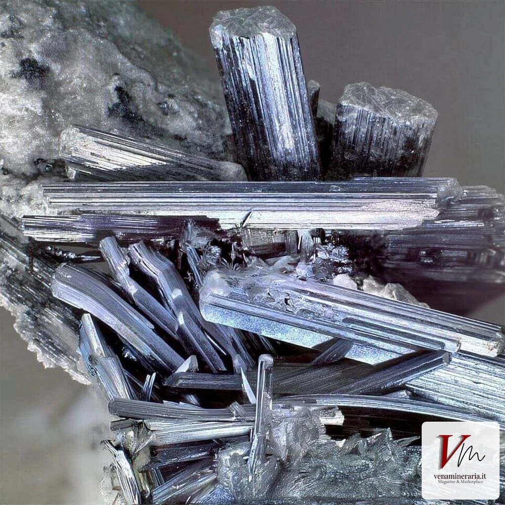 Stibnite — foto di un campione reale