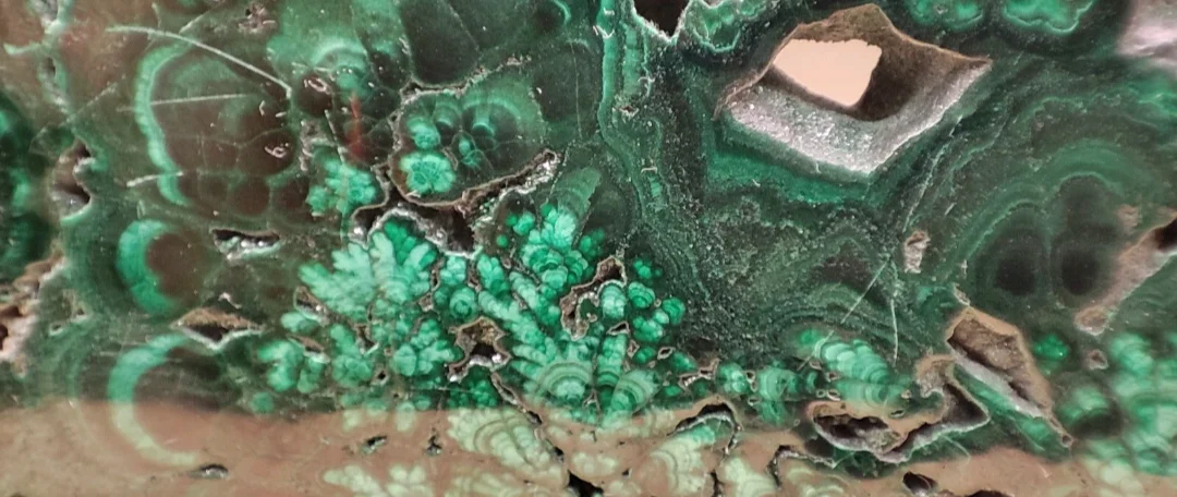 Fetta di malachite lucida del Congo